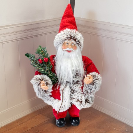 Santa Claus Rouge et Gris art. 144187 Décoration de Noel 30H cm