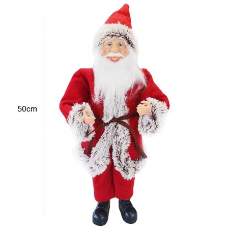 Santa Claus Robe Rouge et Gris 144199 Décoration de Noel 50H avec Mini-Lumière