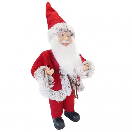 Santa Claus Robe Rouge et Gris 144191 Décoration de Noel 40H avec Mini-Lumière
