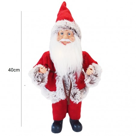 Santa Claus Robe Rouge et Gris 144191 Décoration de Noel 40H avec Mini-Lumière