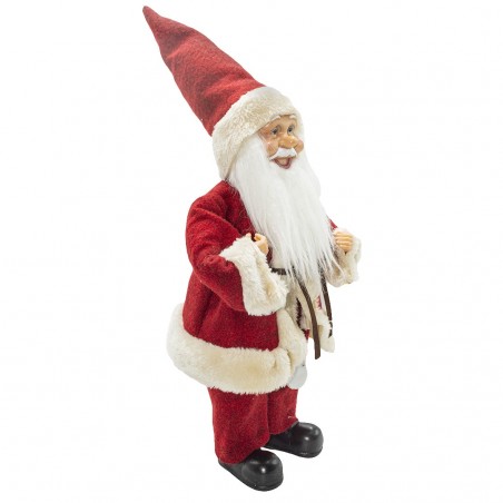 Santa Robe Rouge et Crème 144190 Décoration de Noel 40H avec Mini-lumière