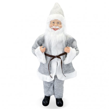 Santa Claus Robe Gris Art 144201 Décoration de Noel 50H cm avec Mini-lumière