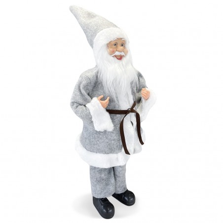 Santa Claus Robe Gris Art 144201 Décoration de Noel 50H cm avec Mini-lumière