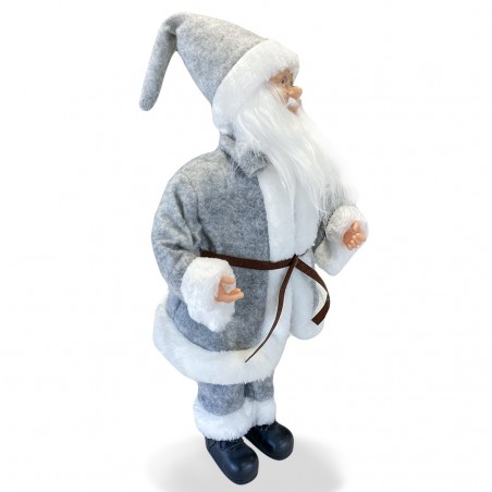 Santa Claus Gris 144197 45H cm avec Mécanisme Carillon Sons et Mouvement