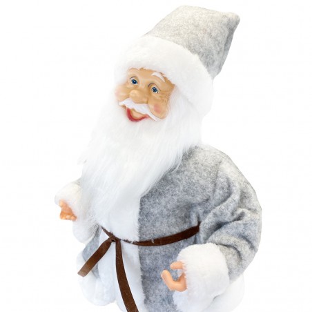 Santa Claus Gris 144197 45H cm avec Mécanisme Carillon Sons et Mouvement