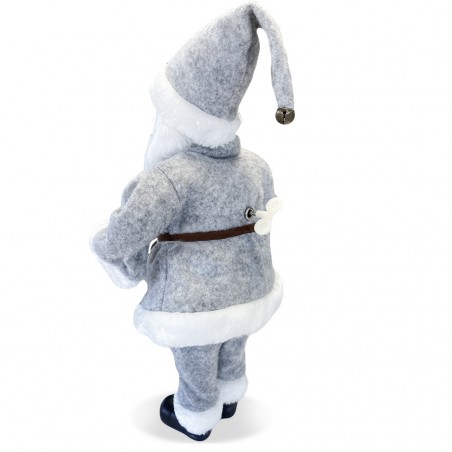 Santa Claus Gris 144197 45H cm avec Mécanisme Carillon Sons et Mouvement