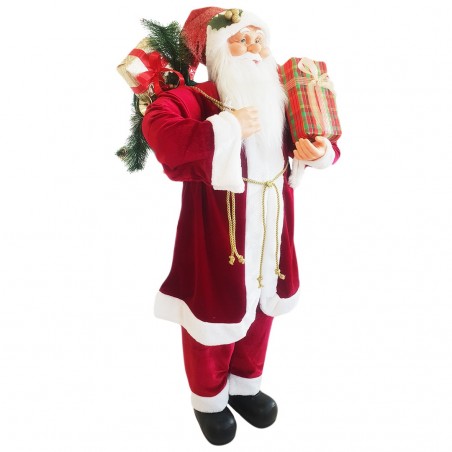 Santa Rouge Décoration Robe de Velours 110H cm avec Musique et Lumière
