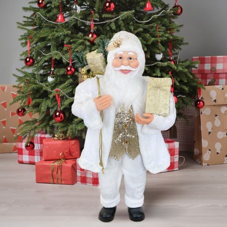 Santa Blanc Et Or 144232 Robe Velours 110Hcm Avec Lumières Et Sons