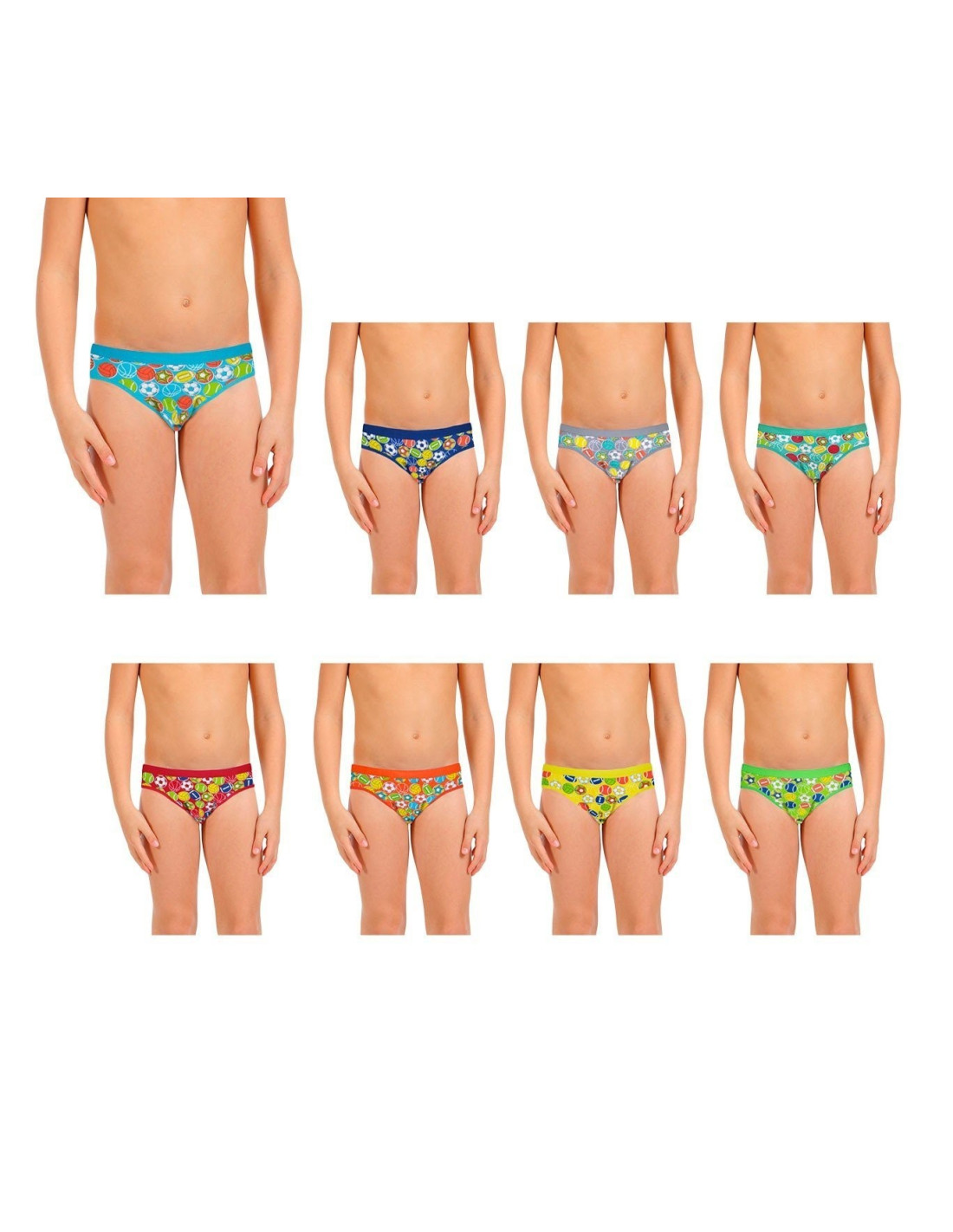 Pack 3 6 12 slips SPORTY avec des imprimes colores pour enfants de