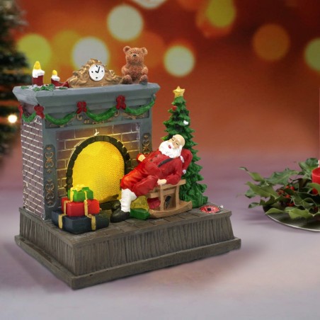 Scénario de carrousel de cheminée Noel et de Santa éclairage musique