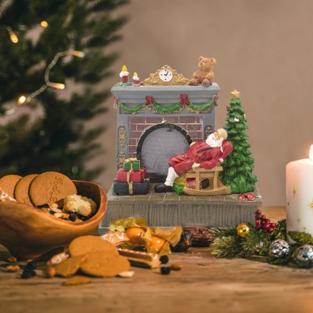 Scénario de carrousel de cheminée Noel et de Santa éclairage musique