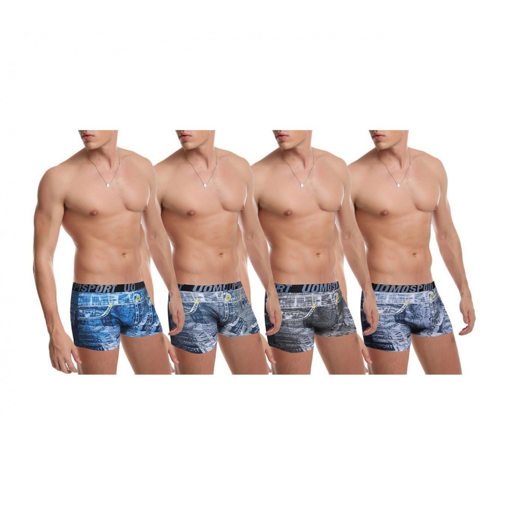 Lot de 4 - 8 - 12 boxers / caleçons en coton DENIM hommes - imprimé avec des détails de jean