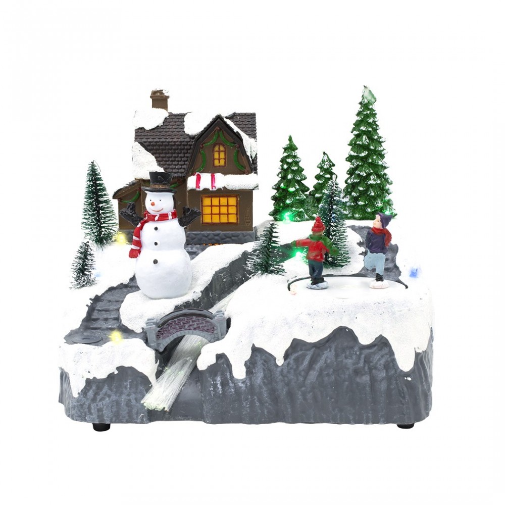 Scène de Noël enneigée carrousel musique...