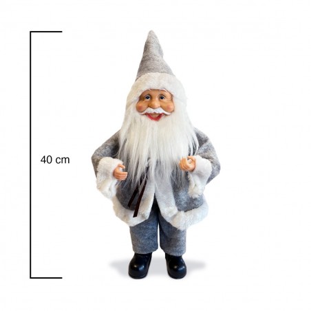 Santa Claus Robe grise 144193 Décoration de Noel 40H avec Mini-lumière