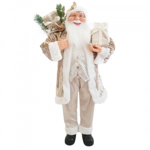 Père Noël Champagne Costume en velours 110H cm avec lumières et sons