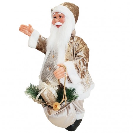 Santa Champagne Robe de Velours 80H avec Lumières Sons et Mouvement