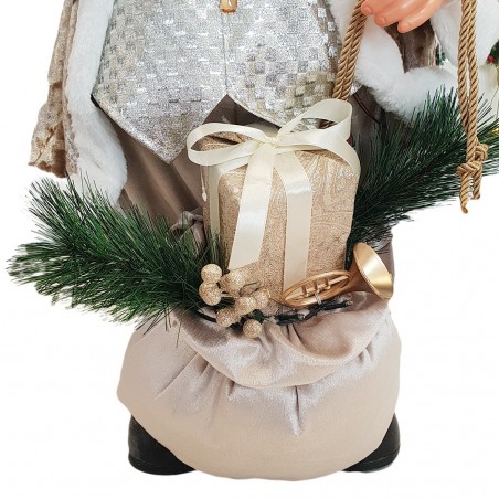 Santa Champagne Robe de Velours 80H avec Lumières Sons et Mouvement