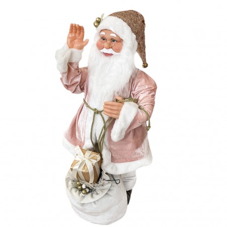 Santa Rose avec Robe de Velours 80H cm avec Musique Lumières et Mouvement