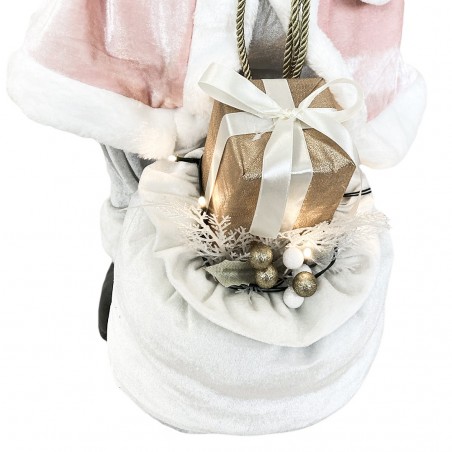 Santa Rose avec Robe de Velours 80H cm avec Musique Lumières et Mouvement