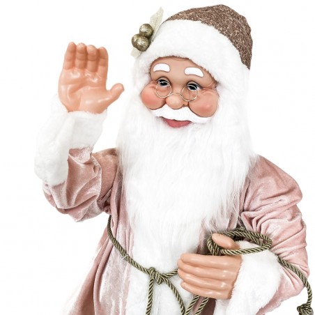 Santa Rose avec Robe de Velours 80H cm avec Musique Lumières et Mouvement