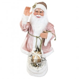 Santa Rose avec Robe de Velours 80H cm avec Musique Lumières et Mouvement