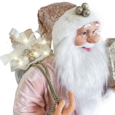 Santa Rose Avec Robe En Velours Décoration 110H Cm Musique Et Lumières