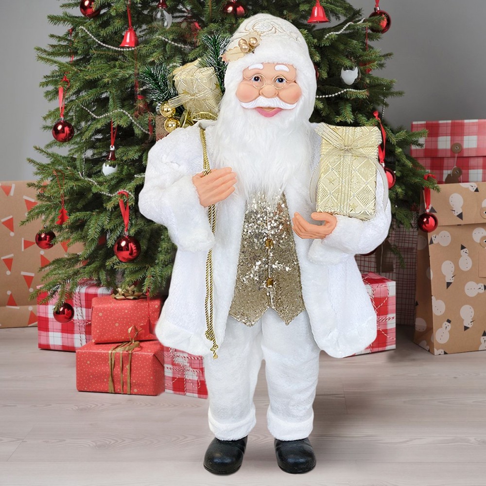 Santa Blanc Et Or Robe En Velours 120Hcm Avec...