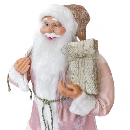 Santa Rose avec Robe de Velours Décoration 120H cm Musique et Lumières
