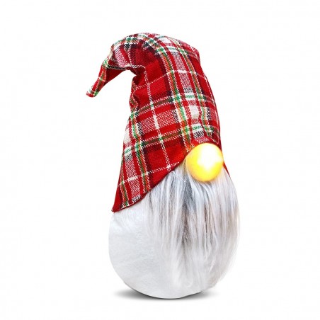 Robe écossaise de gnome de Noel et barbe décoration avec la lumière 15x13xH45 cm
