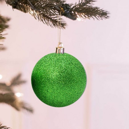 Lot 24 boules de Noël 7 cm diamètre décorations sapin de Noël vertes