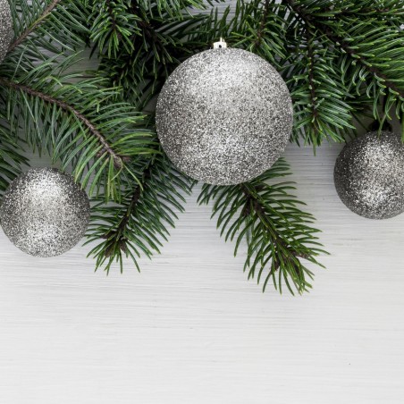 Lot de 48 boules de Noël de 7cm Décorations de sapin de Noël argentées