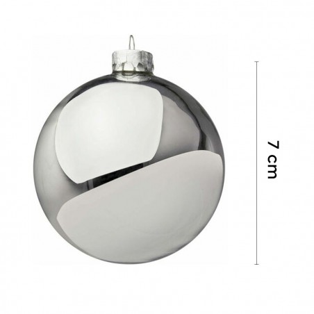 Lot de 48 boules de Noël de 7cm Décorations de sapin de Noël argentées