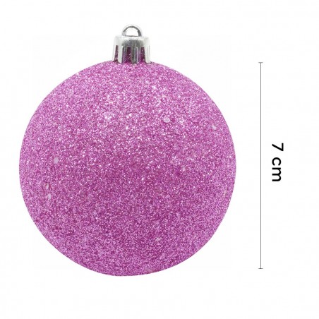 Lot 48 boules de Noël 7 cm de diamètre décorations sapin de Noël rose