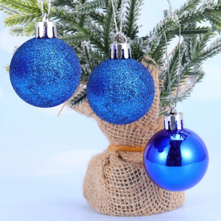 Lot de 48 boules de Noël de 7cm Décorations sapin de Noël bleu de 7cm