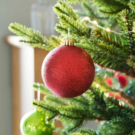 Lot 48 boules 7cm Boules de Noël rouges Décorations pour sapin de Noël