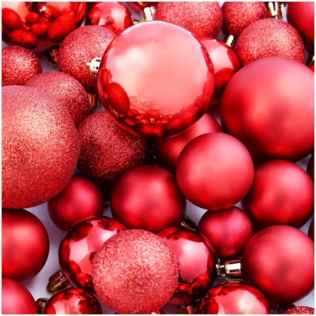 Lot 48 boules 7cm Boules de Noël rouges Décorations pour sapin de Noël