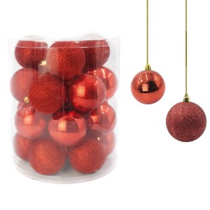 Lot 48 boules 7cm Boules de Noël rouges Décorations pour sapin de Noël