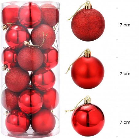 Lot 48 boules 7cm Boules de Noël rouges Décorations pour sapin de Noël