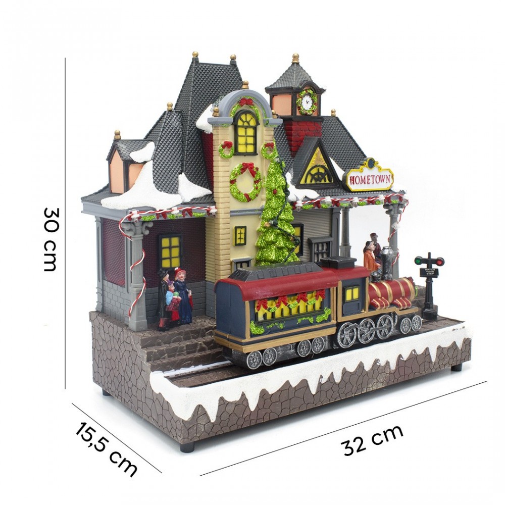 Village de Noel Station enneigée lumières sons...