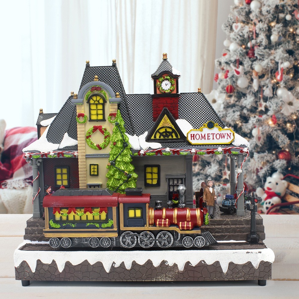 Village de Noel Station enneigée lumières sons...