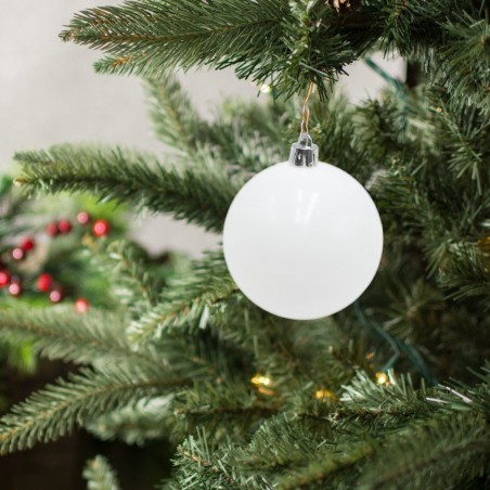 Lot 48 Sphères 7 cm Boules de Noël blanches Décorations sapin de Noël