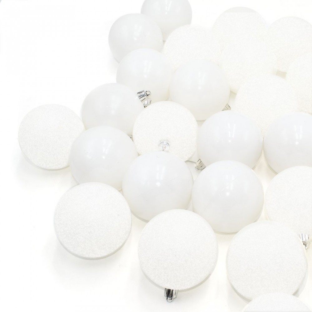 Lot 48 Sphères 7 cm Boules de Noël blanches...