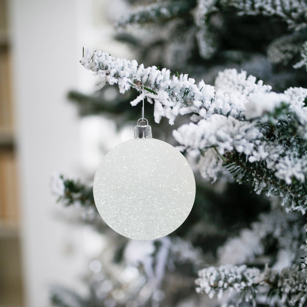 Lot 48 Sphères 7 cm Boules de Noël blanches...