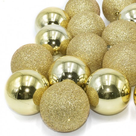 Lot de 48 boules 7 cm de Noël dorées Décorations pour sapin de Noël