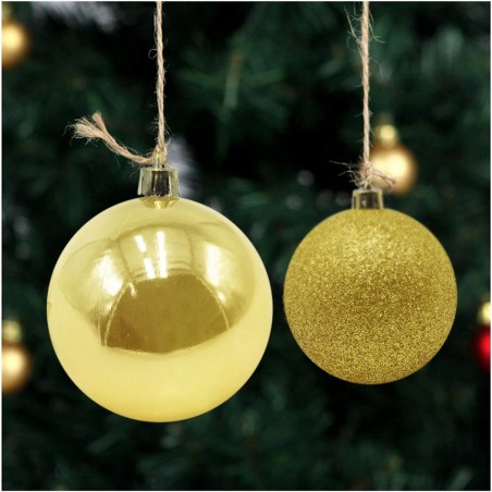 Lot de 48 boules 7 cm de Noël dorées Décorations pour sapin de Noël