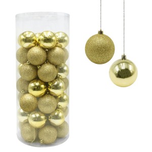 Lot de 48 boules 7 cm de Noël dorées Décorations pour...