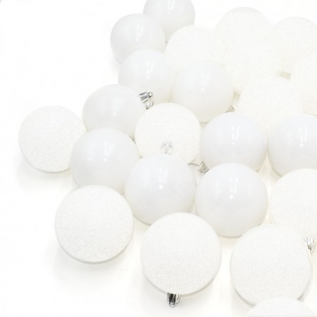 Lot 24 Boules 7 cm Noel boules Blanches Décorations pour arbres