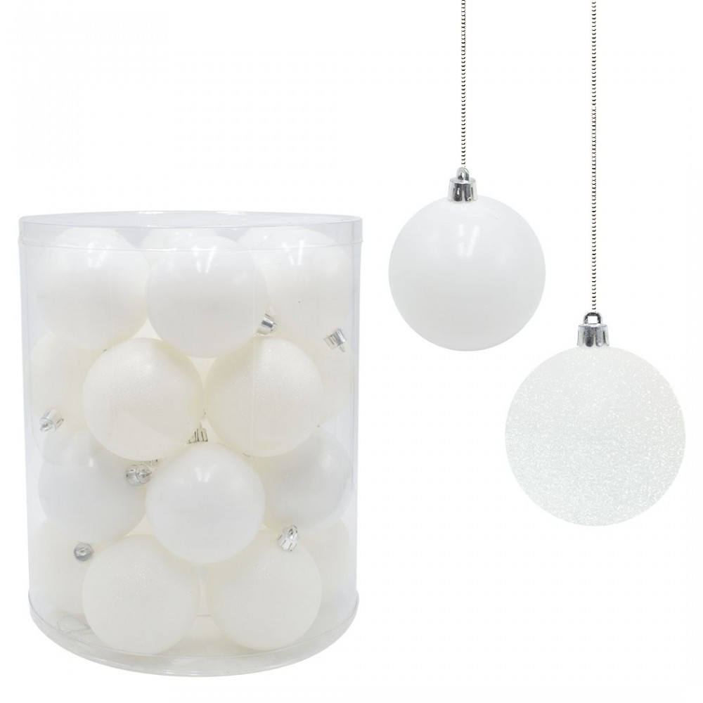 Lot 24 Boules 7 cm Noel boules Blanches Décorations pour arbres