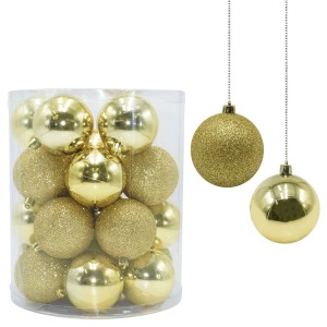 Lot de 24 boules de Noël de 7 cm Décorations dorées arbre de Noël
