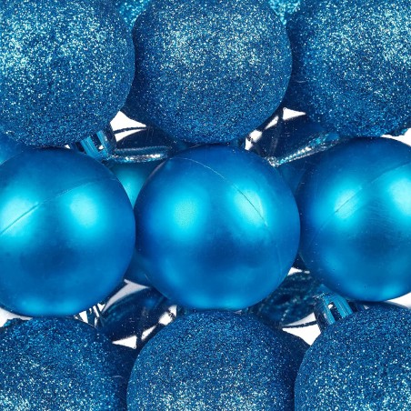 Lot 24 Boules 7 cm Boules de Noel Bleu Décorations pour arbres